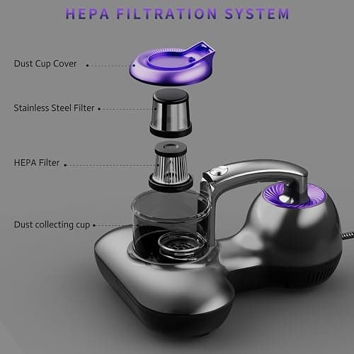 Hersven Mattress Vacuum Cleaner, Handheld UV Bed Vacuum Cleaner 16KPa & 12800 Vibrations Per/Min Upgraded Effectively Clean Up Bed, Pillows, Cloth Sofas, Carpets and Ther Fabric Surfaces thumbnail 5