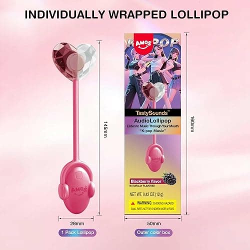 Amos Music Lollipop Candy, Audio Singing Lollipop, Individually Wrapped Natural blackberry Flavor (1 Pack) thumbnail 6