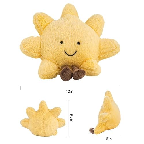 Cute Sun Plush Toy, Smiling Fun Filled Sun Pillow, 12" Yellow Sunshine Stuffed Animal, Sunshine Animal Pillow Soft Plush Toy for Children's Birthday Gift thumbnail 3