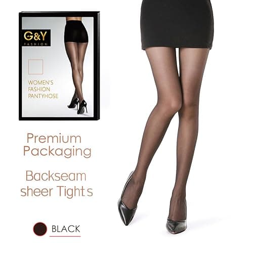 G&Y Women's Backseam Sheer Tights - 20D Control Top Pantyhose with Reinforced Toes thumbnail 5