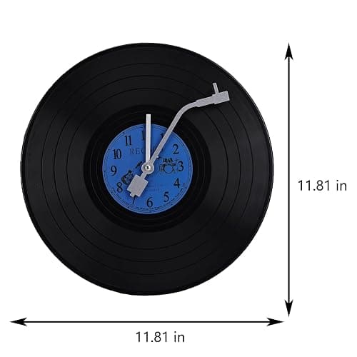 ZOYPAR Musical Black Vinyl Record Wall Clock Battery Operated Music Room Decor Decoration Art Hanging Clocks- 11.81inch Blue thumbnail 3