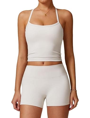 QBGJTD Two Piece Workout Sets For Women Tank Top Matching High Waist Booty Lifting Shorts Gym Yoga Active Wear Outfits - Image 1