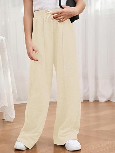 COZYEASE Girl's Wide Leg Sweatpants High Elastic Waist Straight Leg Baggy Jogger Pants with Pocket thumbnail 5