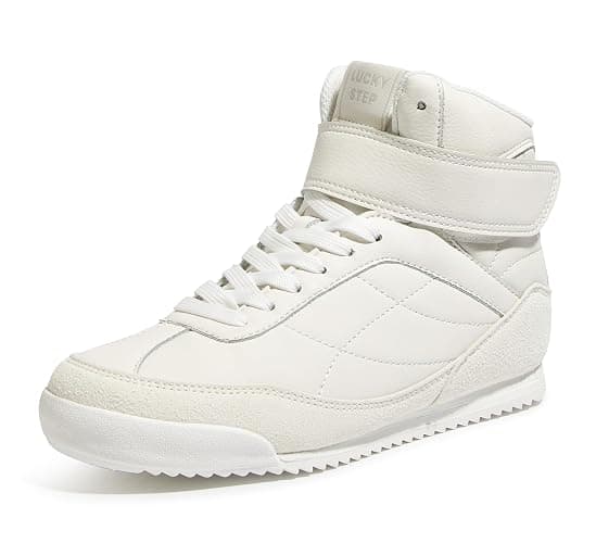 LUCKY STEP Women's High Top Sneakers Hook and Loop Lace Up Fashion Basketball Ankle Boots Skate Tennis Shoes Walking Casual Shoes - Image 1