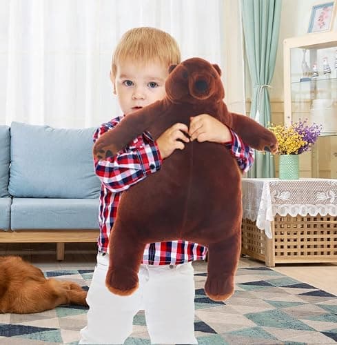 SNOWOLF Djungelskog Bear Giant Simulation Bear Toy Stuffed Animal Plush Doll Huge Cuddly Brown Teddy Bear for Home Decoration Valentine's Birthday Gift, 23.6 in/60 cm thumbnail 7