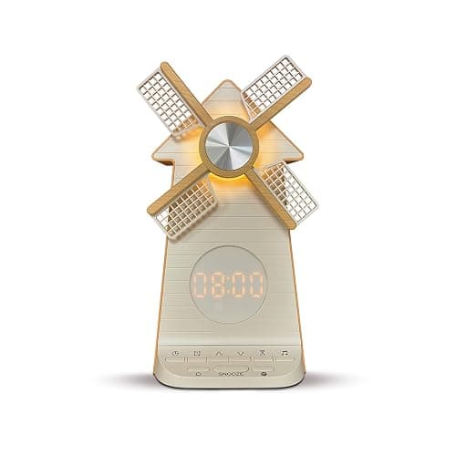 Sunrise Alarm Clock with Rotating Windmill, Easy Snooze Wake Up Light, 10 Natural Sounds & 10 White Noises, 4-Level Dimmer Bedside Night Light with 30/60/90 Min Timers, Sleep Aid Gift for Adults/Kids thumbnail 9