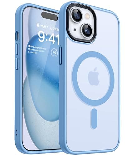 CANSHN Magnetic Case for iPhone 15 Case [Compatible with MagSafe & MIL-Grade Drop Tested] Slim Translucent Matte Cover, Anti-Scratch Shockproof Phone Case for iPhone 15 6.1 Inch, Sky Blue - Image 1