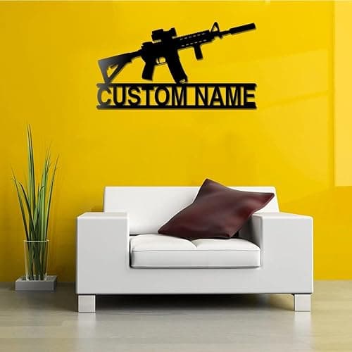 JACKLANE Metal Sign Custom Gun Metal Wall Art Led Light, Personalized Gunlover Name Sign Decoration For Home Wall Decor thumbnail 4
