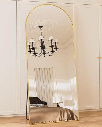 Antok Full Length Mirror, 59"x18" Floor Mirror, Arched Floor Standing Freestanding Arch Full Body Mirrors with Stand for Bedroom, Hanging Mounted for Living Room Cloakroom,Gold thumbnail 4
