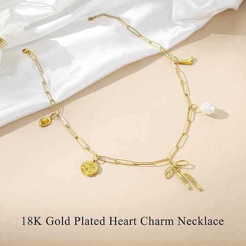 Emibele Gold Necklace for Women, Shell Necklace with Starfish, Seashell Pendants, 18K Gold Plated Stainless Steel No Tarnish Chunky Necklaces for Summer Beach, Pool Party, Vacations thumbnail 5