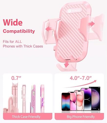 VICSEED [True Strongest Suction [Rally Racing-Grade Stability] Phone Holders for Your Car 2026 Upgraded Car Phone Holder Mount Truck Stand Cradle for iPhone Samsung All Phones, Pink thumbnail 4