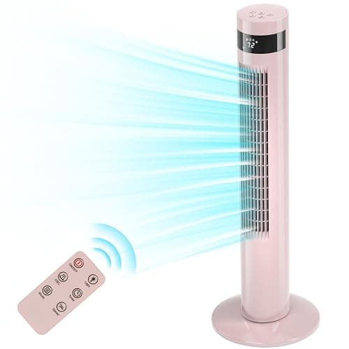 Antarctic Star Tower Fan Portable Electric Oscillating Fan (36 inch, Pink) | Quiet Cooling Remote Control Standing Bladeless Floor Fans 3 Speeds Wind Modes Timer for Bedroom Office - Image 1