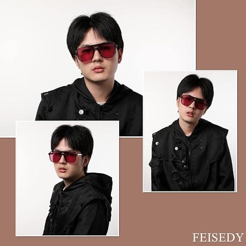 FEISEDY Retro Square Aviator Sunglasses Women Men 70s Vintage Trendy Plastic Frame Sun Glasses B2835 thumbnail 5