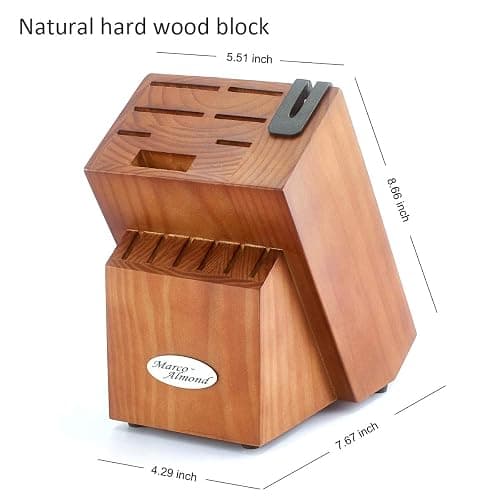 Marco Almond® Knife Block Set, KYA26 Knife Set with Block, 14 Pieces Stainless Steel Chef Kitchen Knives with Built-in Sharpener thumbnail 3