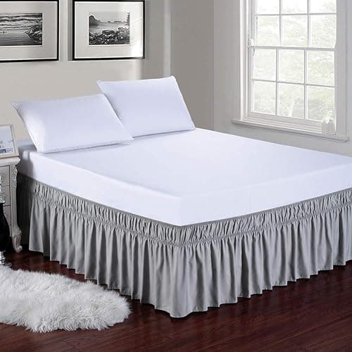 MEILA Wrap Around Bed Skirt Three Fabric Sides Elastic Dust Ruffled 16 Inch Tailored Drop,Easy to Install Fade Resistant-Grey, Twin/Full thumbnail 2