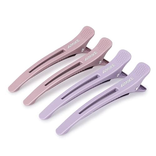 AIMIKE 4pcs Hair Clips for Styling: Sectioning No Crease Duck Billed Clips with Silicone Band, Salon Roller Clips for Women - Image 1