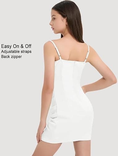 EXARUS Girls Bodycon Dress Pre Teen Short Spaghetti Strap/Cowl Neck/One Shoulder Mini Holiday Formal Party Cute Dresses thumbnail 3