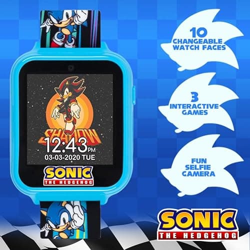 Sonic the Hedgehog Kids Smart Watch - Interactive Touchscreen with Games, Selfie Camera, Step Tracker, Alarm, and Printed Silicone Strap - Fits Wrists 5.5" to 8.0" thumbnail 4