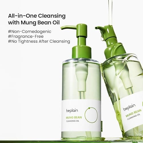 beplain Mung Bean Cleansing Oil Makeup Remover, Sensitive Skin, 6.76 fl oz | Fragrance-Free, Non-Comedogenic Tested, Makeup Blackhead Remover & Deep Pore Cleanser, Cleansing Korean Skincare thumbnail 3