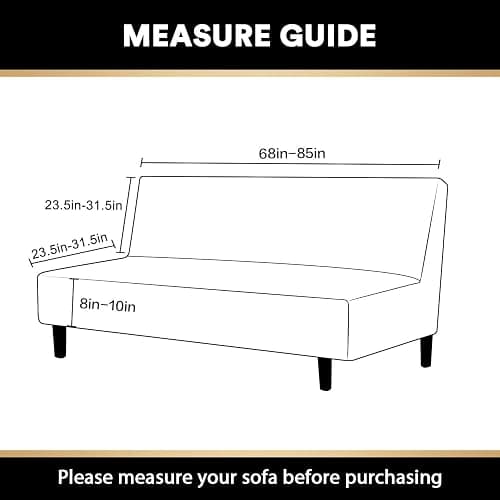 PrinceDeco Stretch Armless Futon Cover Futon Slipcover Full Queen Size Couch Cover Futon Sofa Bed Cover Furniture Protector with Elastic Bottom, Machine Washable, Biscotti Beige thumbnail 2