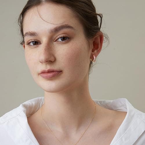 GLOQUAT 14K Gold Huggie Earrings for Women Silver Huggie Hoop Earrings Cubic Zirconia Huggie Earrings Stud Earrings Lightweight Dainty Hypoallergenic Earrings Jewelry Gifts thumbnail 4