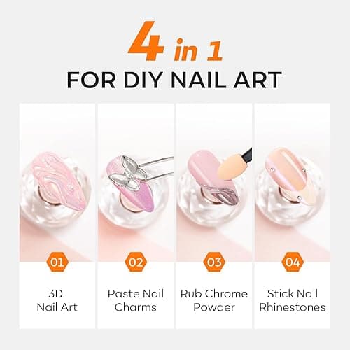 Modelones 3D Nail Gel Art, Sculpting Gel Glue for Molding, Drawing, Nail Charms & Gems, Chrome Powder and Rhinestone Design No Wipe, U V Light Cured Salon & DIY Use thumbnail 2