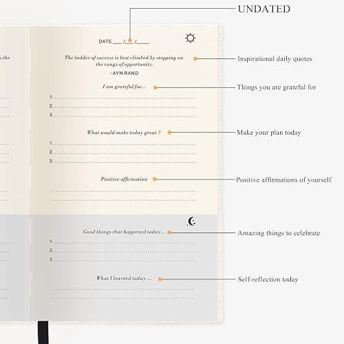 The Gratitude Journal for More Happiness, Optimism, Affirmation & Reflection - An Effective Manifestation Guide Journal, Undated Daily Journals for Women & Men (Beige) thumbnail 5