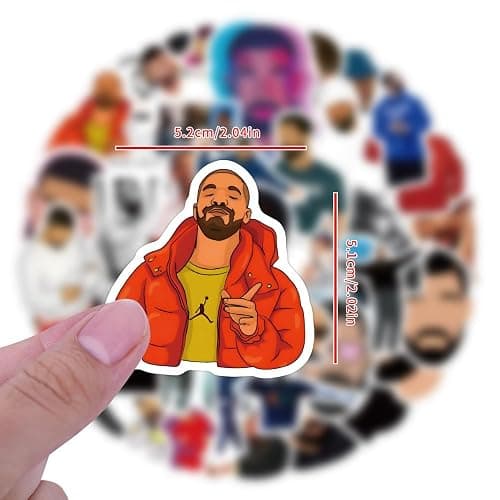 Drake Stickers Pack 50Pcs for Water Bottle, Skateboard, Laptop, Phone, Journaling, Vinyl Decals for Kids, Toddlers, Teens, Adults thumbnail 3