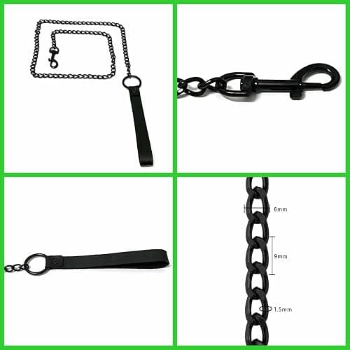 Tosmifairy Vintage Love Heart Black Leather Choker Collar and Leash Set Sexy Role-Play Emo Gothic Cospaly Accessories thumbnail 5