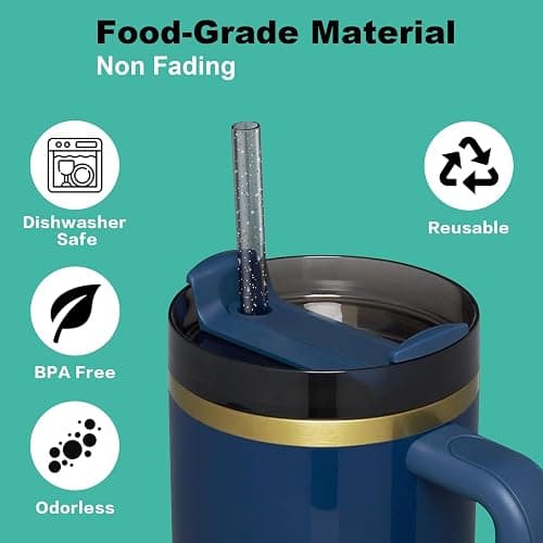 Allwith 12 PCS Replacement Straws for Stanley|Owala|Simple Modern 40oz 30oz Tumbler, Reusable Color Drinking Straws with Cleaning Brush for Stanley Cup Accessorie，BPA Free, Dishwasher Safe - Color Straw-12 pcs - For Stanley Cup 30oz/40oz/64oz thumbnail 4