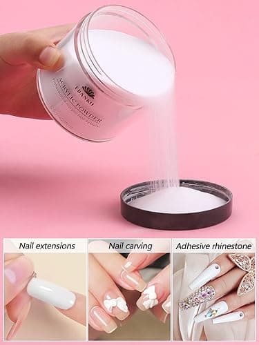 EBANKU Acrylic Powder Professional White Acrylic Nail Powder Long Lasting for 3D Fingernail Carving & Nail Extensions, Milk White Acrylic Powder, No Nail Lamp Needed, 120g/4.23oz Big Capacity thumbnail 3