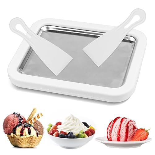 Jognee Ice Cream Roller Maker Pan, White, Includes 2 Spatulas, Manual Operation for Rolled Ice Cream, Sorbet, Frozen Yogurt, Gelato - Image 1