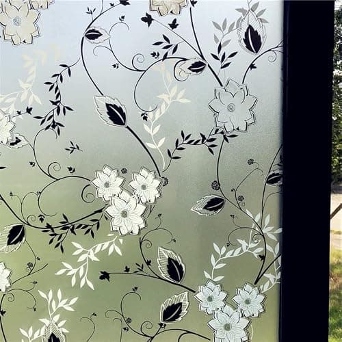 Hoonng Window Privacy Film for Glass, Floral Removable Static Film, 17.5x78.7 Inch thumbnail 3
