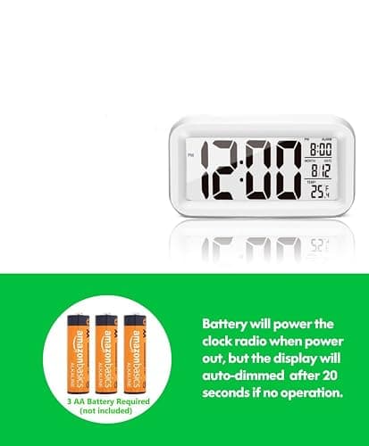 KAIJIELY Upgraded Digital Alarm Clock, 4.3" LED Display with Temperature Larger Lound Light Control Portable Snooze Calendar Brightness with Battery Powered Alarm Clocks Bedside for Everyone (White) thumbnail 6