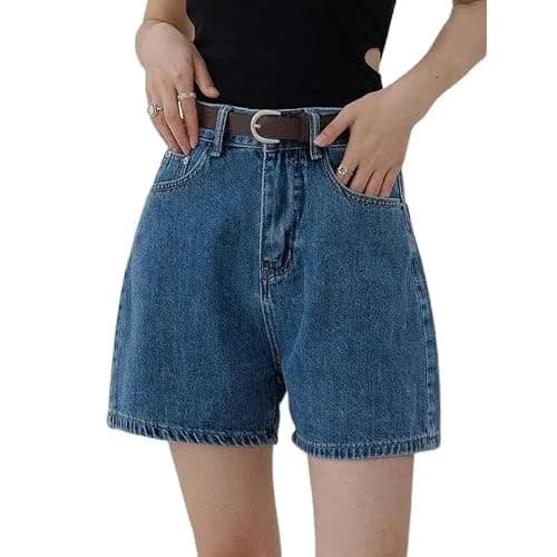 LIXINGHEITANG Casual Waist Denim Shorts Women Summer Pocket Basic Wide Leg A-line Jeans Femme thumbnail 6