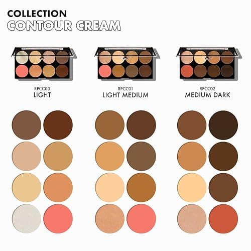 Ruby Kisses Flawless Finish with 3D Contour Cream Makeup Palette – Lightweight, Multi-Palette, Contouring Foundation, Creamy, Sculpt &Highlighting, Define Cheekbones (Dark Medium) thumbnail 7