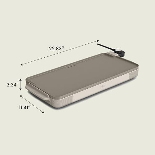 bella 10" x 20" Electric Griddle with EverGood™ Ceramic Nonstick Coating, Removable Temperature Probe, Dishwasher-Safe Drip Tray & Cool Touch Handles, Cook up to 10 Eggs, 1500 Watt, Oatmilk thumbnail 2