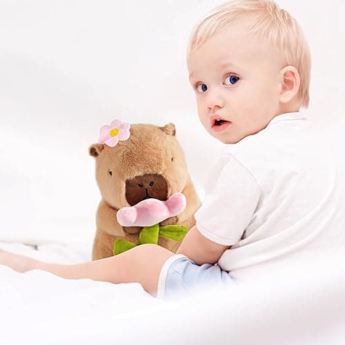 CHDBLOCK Flower Capybara Plush, Cute Capybara Plush Pillow Kawaii Flower Stuffed Aniamls Capybara Plushies Toys Gifts for Kids 11 inch thumbnail 5
