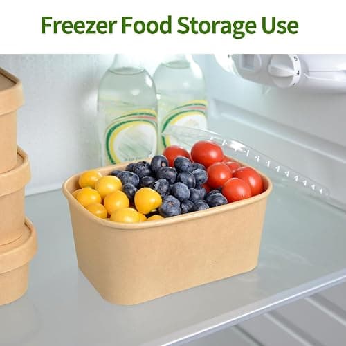 AICHEF 50 Pack 35 oz Paper Food Containers with Lids, Microwavable and Freezer Use Paper Meal Prep Containers Disposable Food Prep and Take Out Food Containers, 50 Bowls 50 Lids thumbnail 8