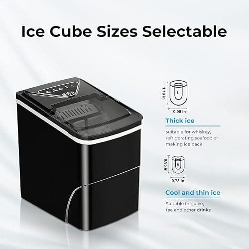 Ice Makers Countertop, Self-Cleaning Function, Portable Electric Ice Cube Maker Machine, 9 Pellet Ice Ready in 6 Mins, 26lbs 24Hrs with Ice Bags and Scoop Basket for Home Bar Camping RV(Black) - Bullet Ice - 26lbs - Black(Limited Edition) - 1 thumbnail 4