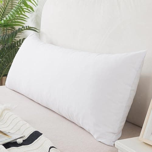 WhatsBedding Memory Foam Body Pillow with Breathable Zippered Cotton Cover, Full Body Pillow for Adults, Long Pillow for Sleeping, Firm Pillow Fluffy Supportive, Pure White thumbnail 5