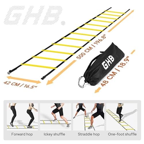 GHB Pro Agility Ladder Agility Training Ladder Speed 12 Rung 20ft with Carrying Bag thumbnail 4