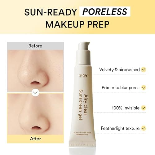 Abib Airy Clear Sunscreen Gel SPF30 1.01 fl.oz / 30 g (Semi- matte) | Korean Suncreen, Suncare, Sunblock, No White cast, Primer poreless thumbnail 3