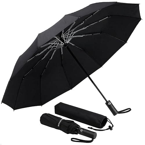 GAOYAING 46 Inch Large Automatic Rain Umbrella - Windproof Travel Lightweight Travel-Ready, Heavy Duty 12-Rib 210T Fabric, Portable with Protective Sleeve - Image 1