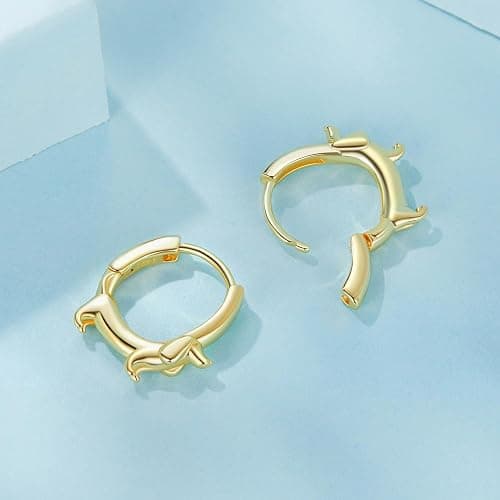 RUKYF Gold Plated Star,Koi Fish & Dachshund Hoop Earrings - Cute Animal Huggie Earrings for Women - Hypoallergenic, Dainty & Lightweight - Gift for Pet Loves thumbnail 7