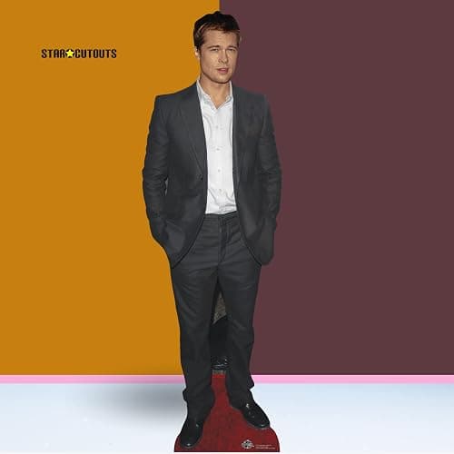 Star Cutouts CS1189 Brad Pitt Black Suit Height 181cm Lifesize Cardboard Cut Out with Mini - Ideal for Celebrity Theme & Movie Fans, Birthdays & VIP Events thumbnail 2