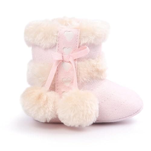 ESTAMICO Baby Girl Plush Winter Snow Bowknot Boots - Image 1
