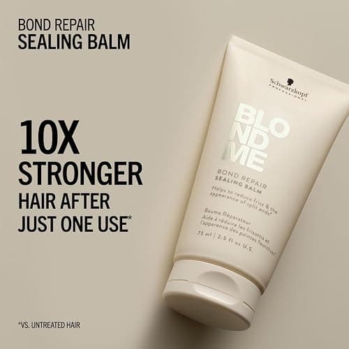 BlondMe Bond Repair Sealing Balm for Blonde Hair, 2.5 Fl Oz | Tame Split Ends & Reduce Frizz | Heat Protection | For Shiny, Smooth Blonde, Lightened, & Grey Hair thumbnail 4