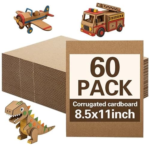 60 Pack Corrugated Cardboard Sheets 8.5 x 11 Inch, Kraft Cardboard Sheets for Crafts, DIY Projects, Art Supplies, Packaging Inserts and Printing - Image 1