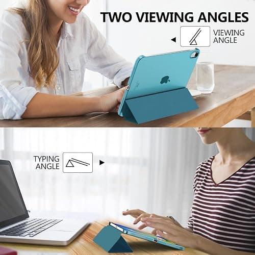 MoKo for iPad (A16) 11th Generation Case 11 Inch 2025,iPad 10th Generation Case 10.9 Inch 2022,Slim Stand Hard PC Translucent Back Shell Smart Cover,Support Touch ID,Auto Wake/Sleep, Peacock Teal Blue thumbnail 5